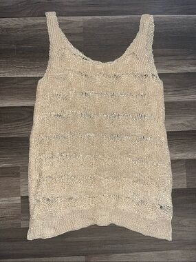 SHEIN Beige Open-Knit Tank Top